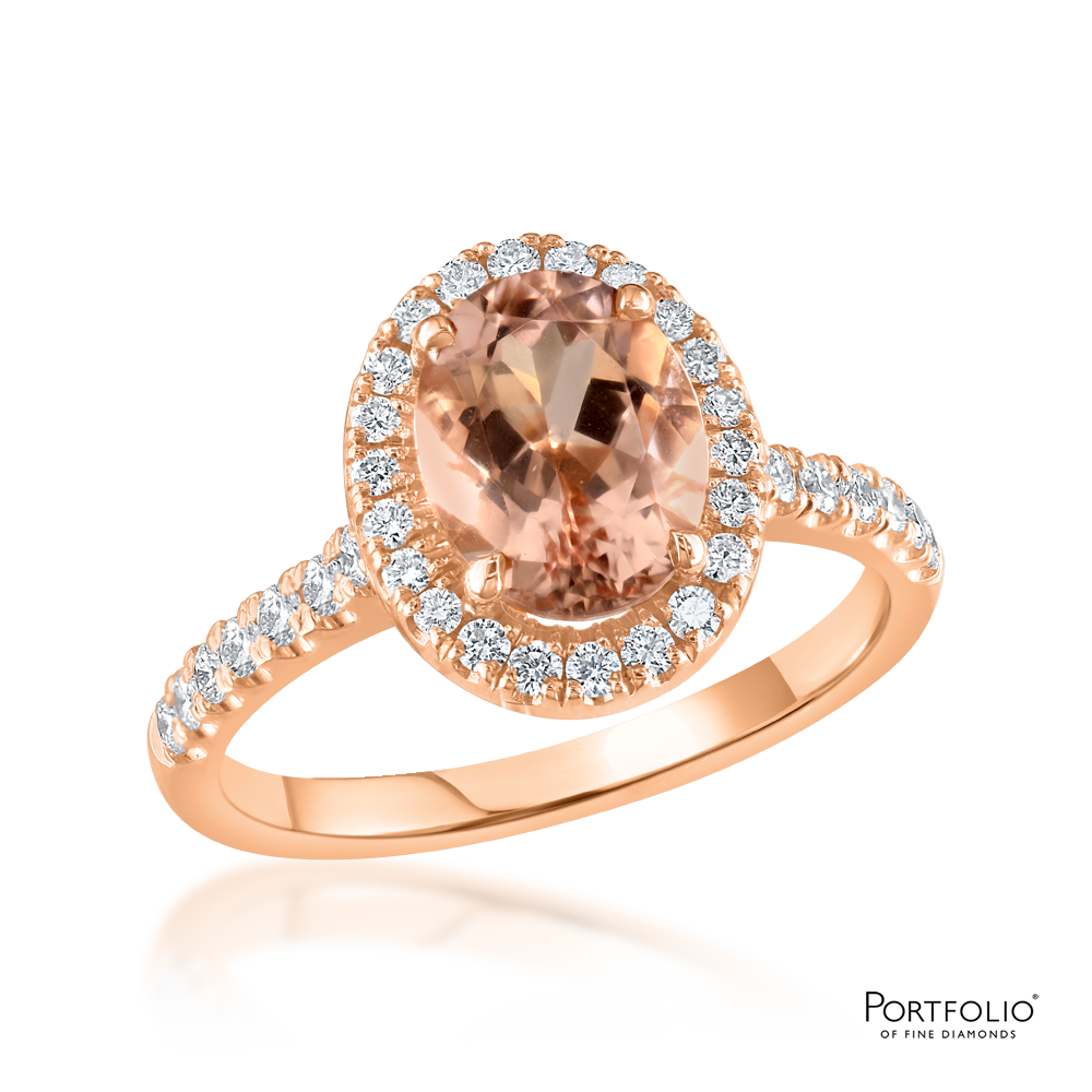Cluster 1.67ct Morganite Rose Gold Ring