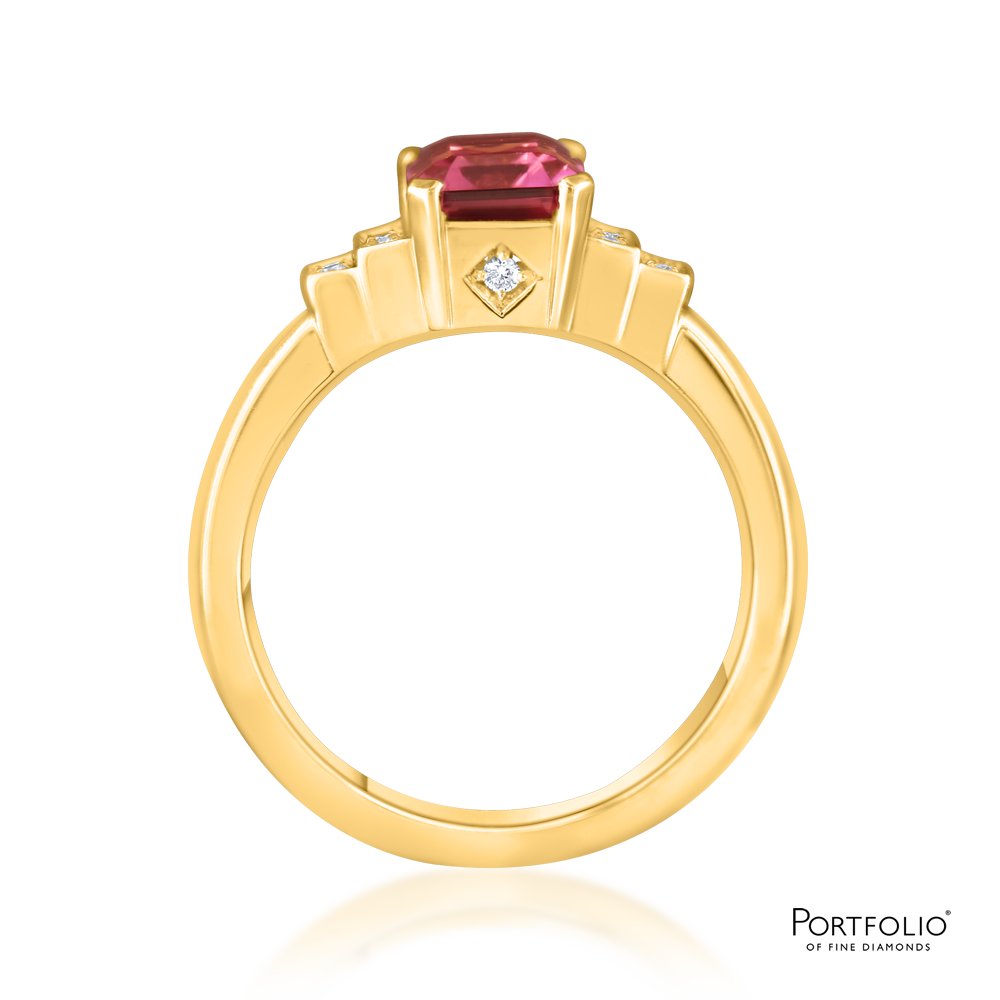 Solitaire 1.65ct Pink Tourmaline Yellow Gold Ring