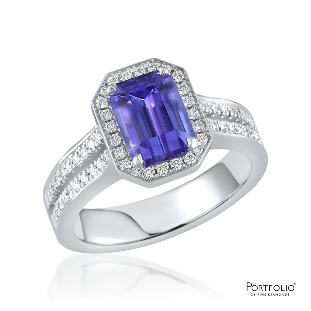 Cluster 1.85ct Tanzanite Platinum Ring