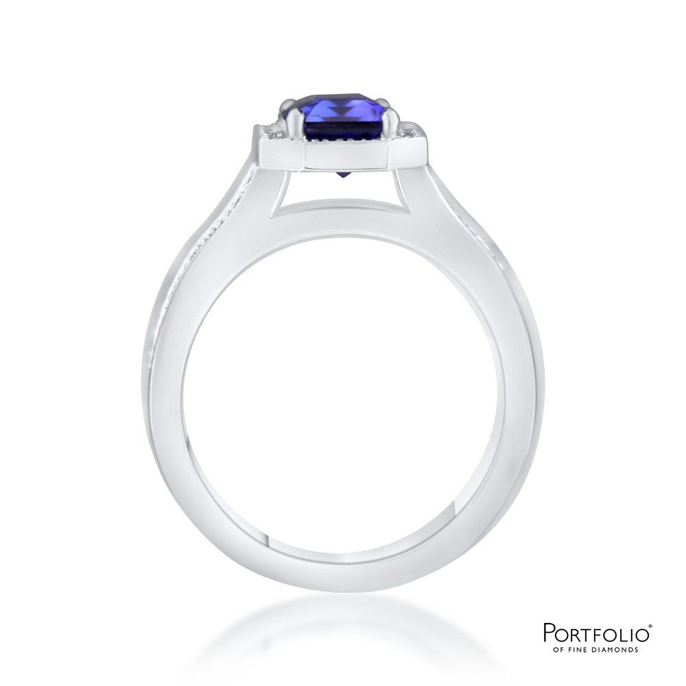 Cluster 1.85ct Tanzanite Platinum Ring