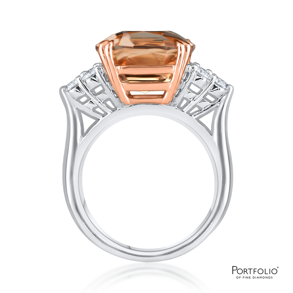Three Stone 8.60ct Morganite Platinum Ring