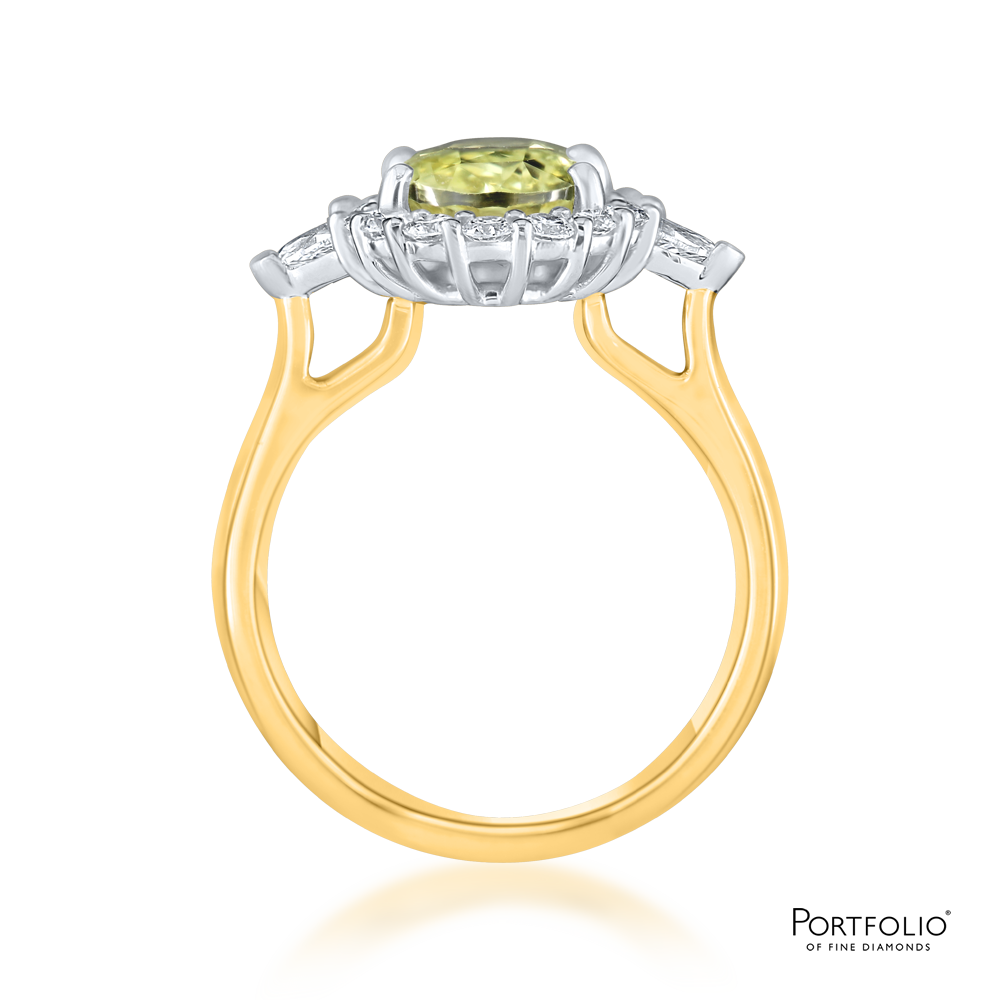 Cluster 3.02ct Yellow Sapphire Yellow Gold Ring