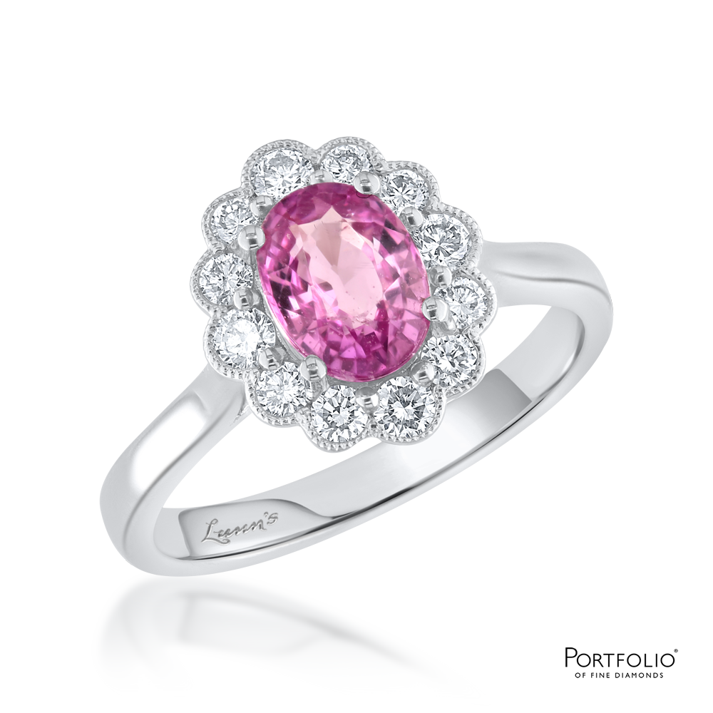Cluster 1.54ct Pink Sapphire Platinum Ring