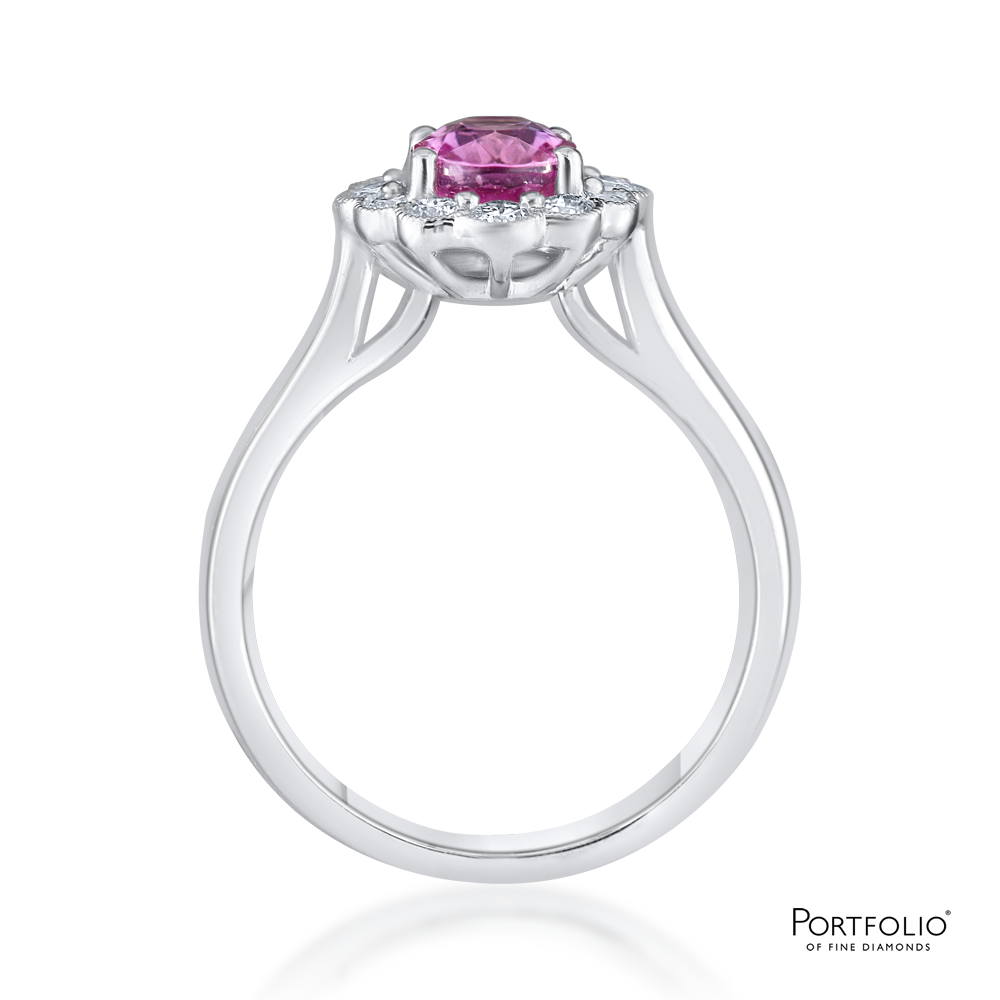 Cluster 1.54ct Pink Sapphire Platinum Ring