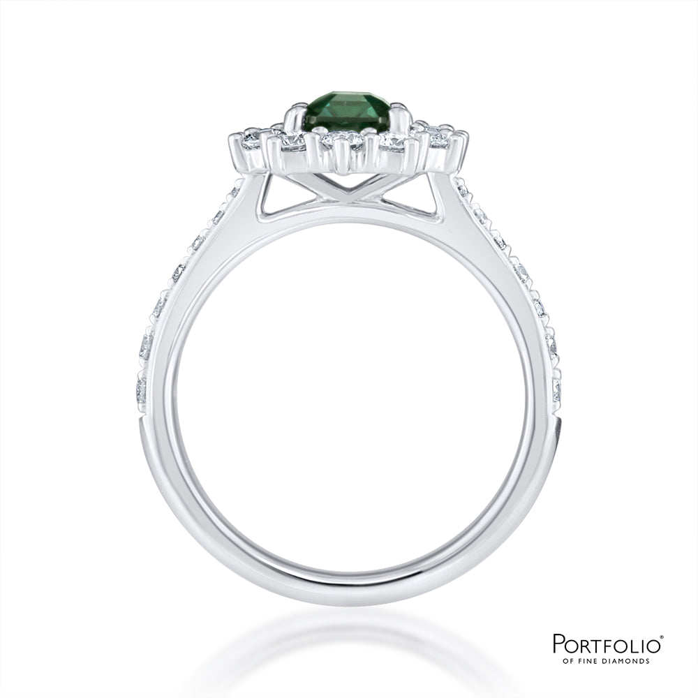 Cluster 1.60ct Green Sapphire Platinum Ring