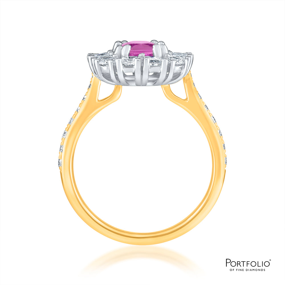 Cluster 1.66ct Purple Sapphire Platinum Ring