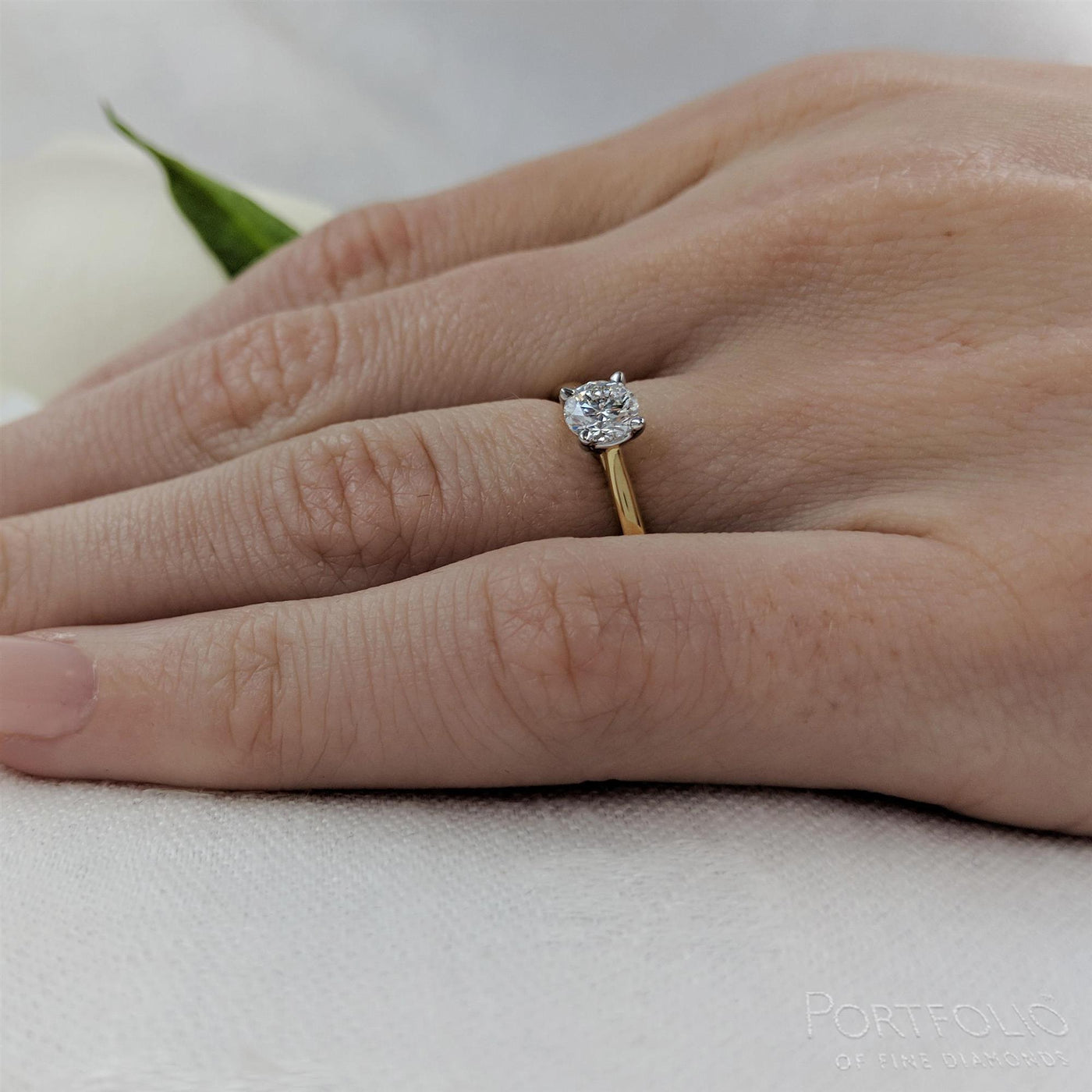 Solitaire 0.40ct F VS2 Diamond Yellow Gold/Platinum Ring