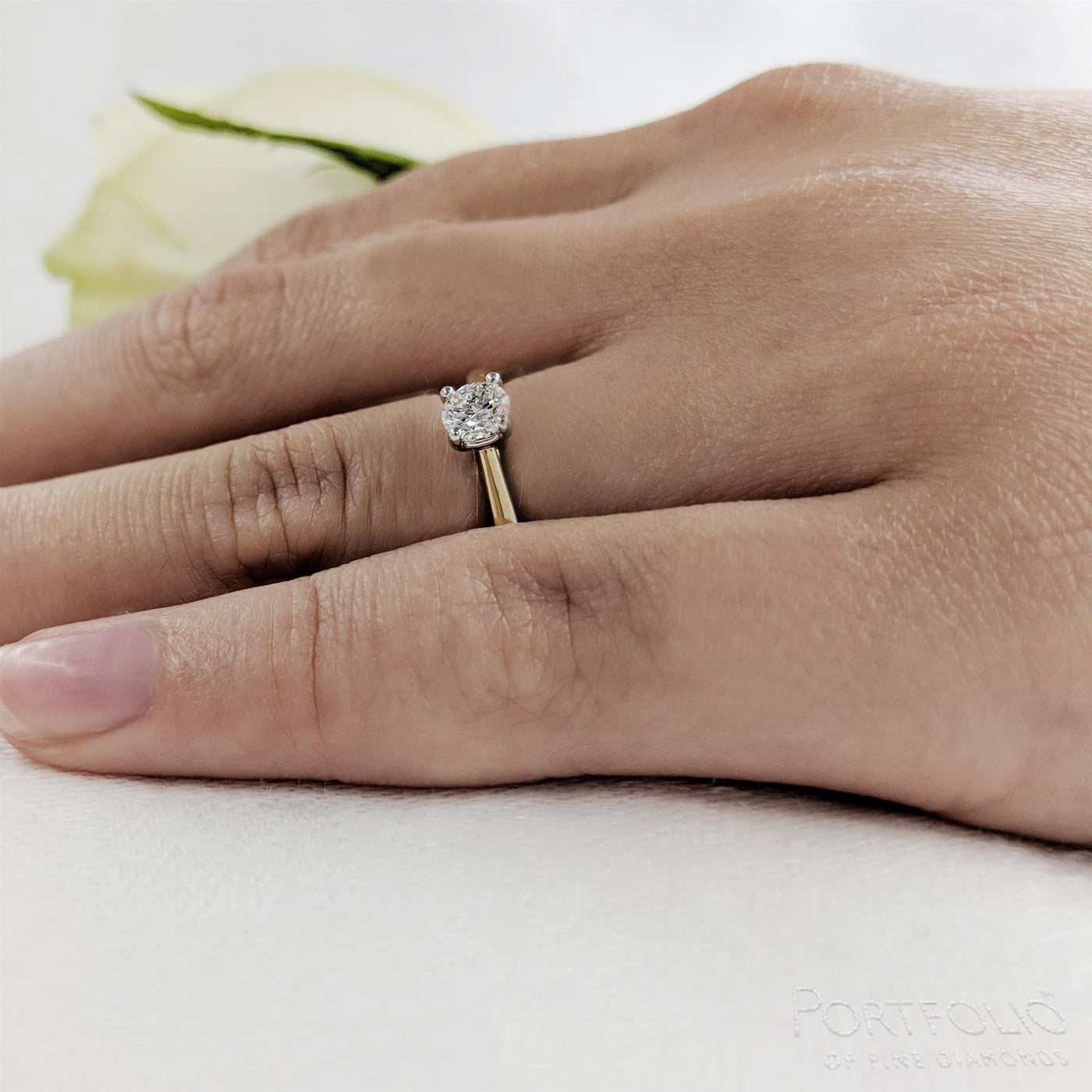 Solitaire 0.20ct F SI Diamond Yellow Gold/Platinum Ring