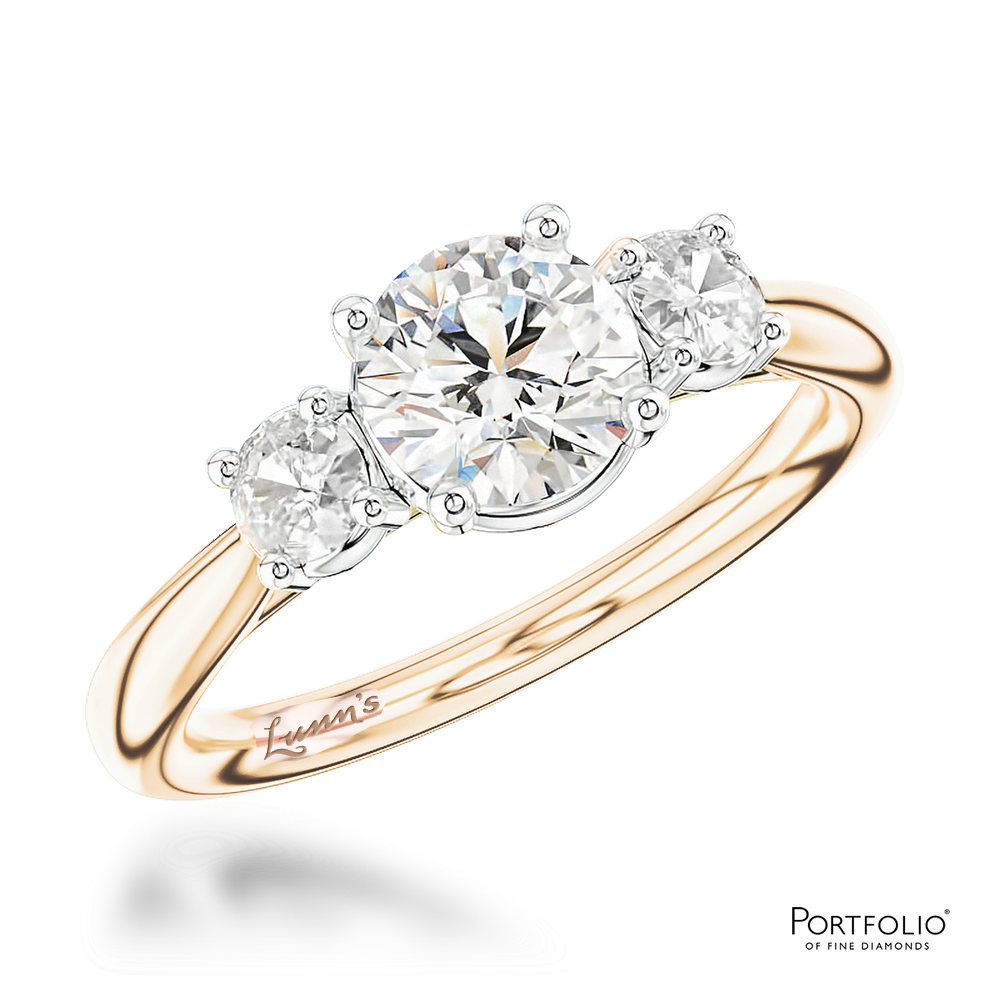 Three Stone 0.82ct E SI2 Diamond Rose Gold/Platinum Ring