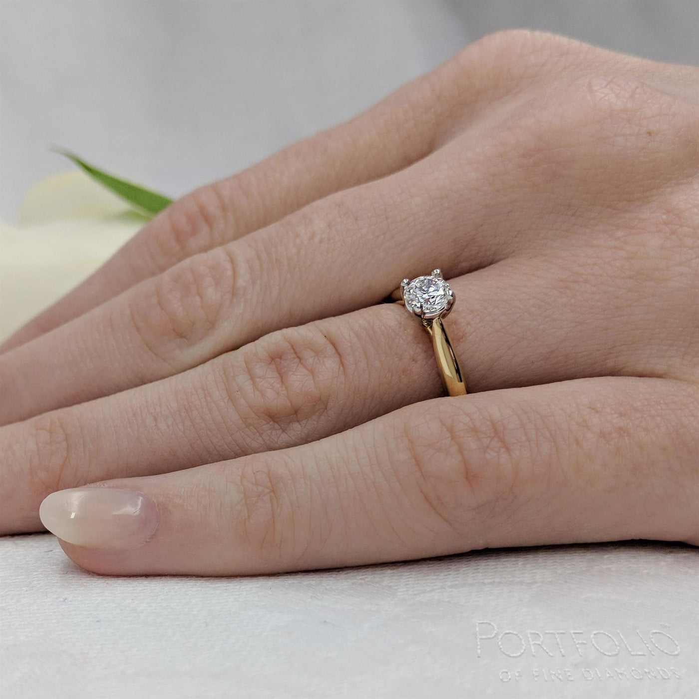 Solitaire 0.50ct F SI2 Diamond Yellow Gold/Platinum Ring