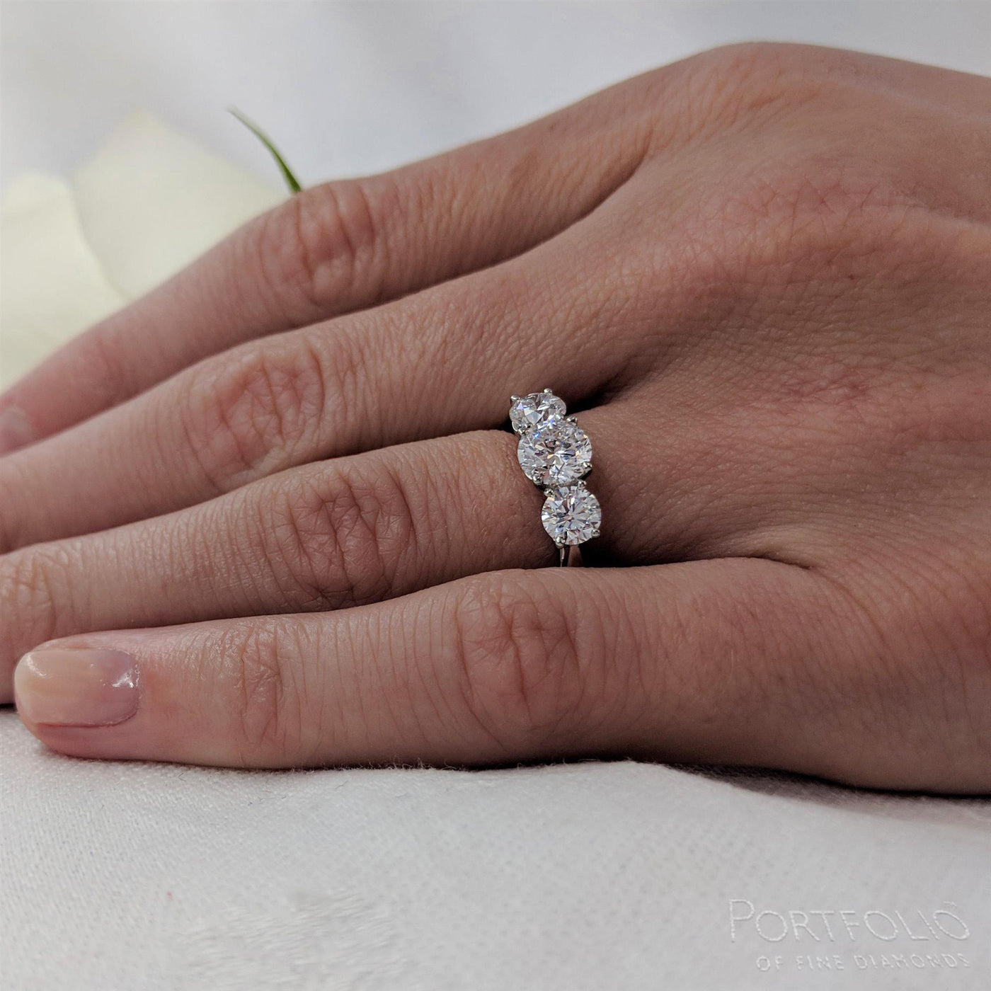 Three Stone 0.70ct H SI2 Diamond Platinum Ring