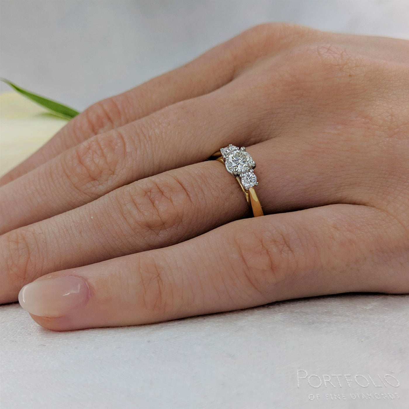 Three Stone 0.30ct F SI1 Diamond Yellow Gold/Platinum Ring