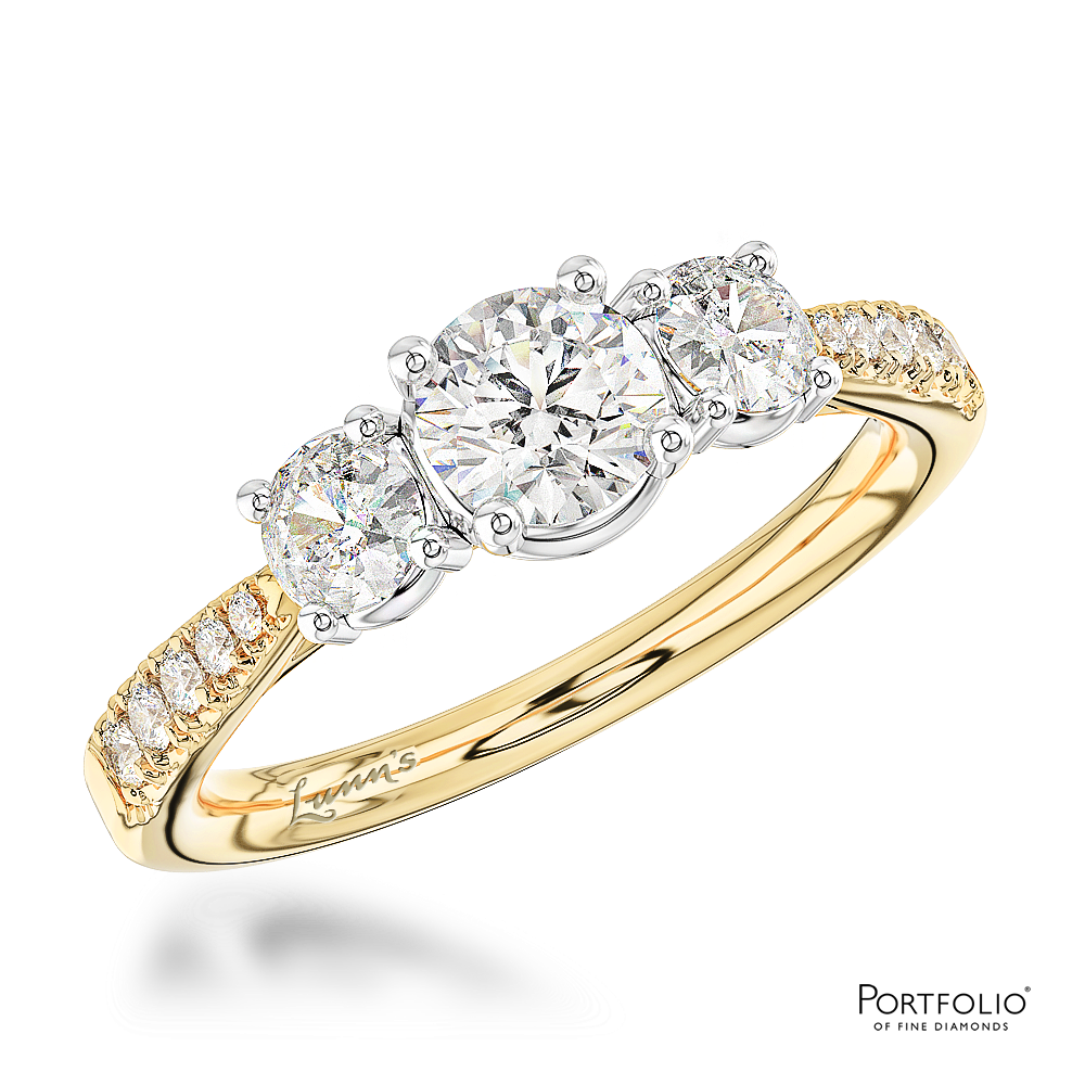 Skye Classic Three Stone 0.40ct F VS2 Diamond Yellow Gold/Platinum Ring