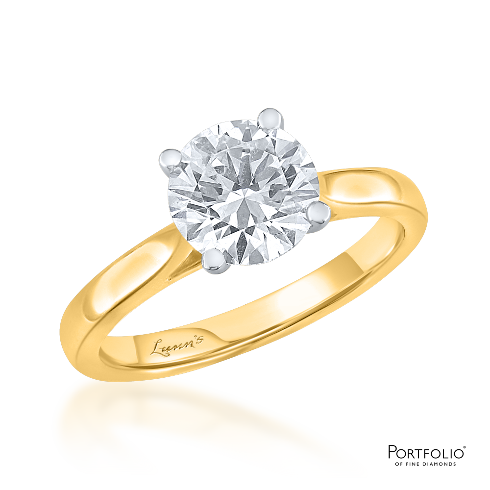 Solitaire1.64ct H I1 Diamond Yellow Gold Ring