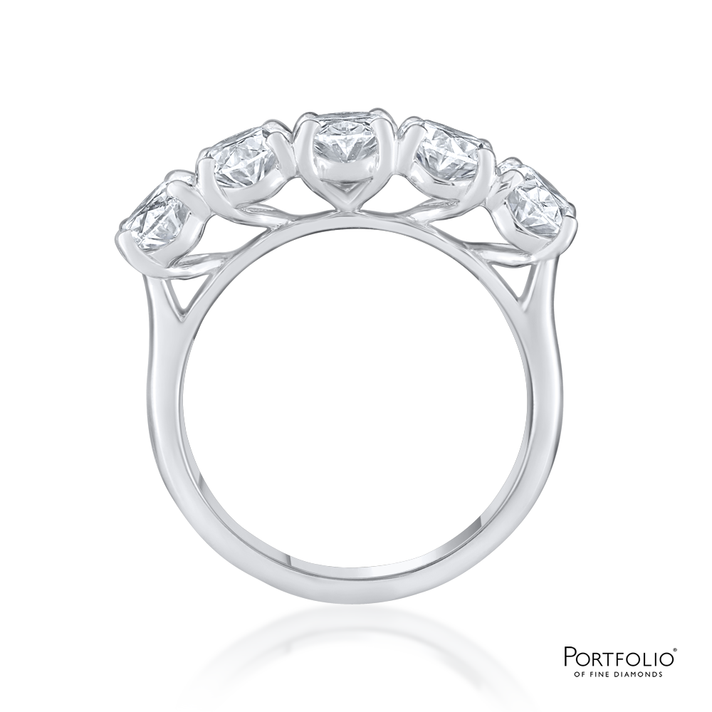 Five Stone 3.51ct E/F SI1 Diamond Platinum Ring
