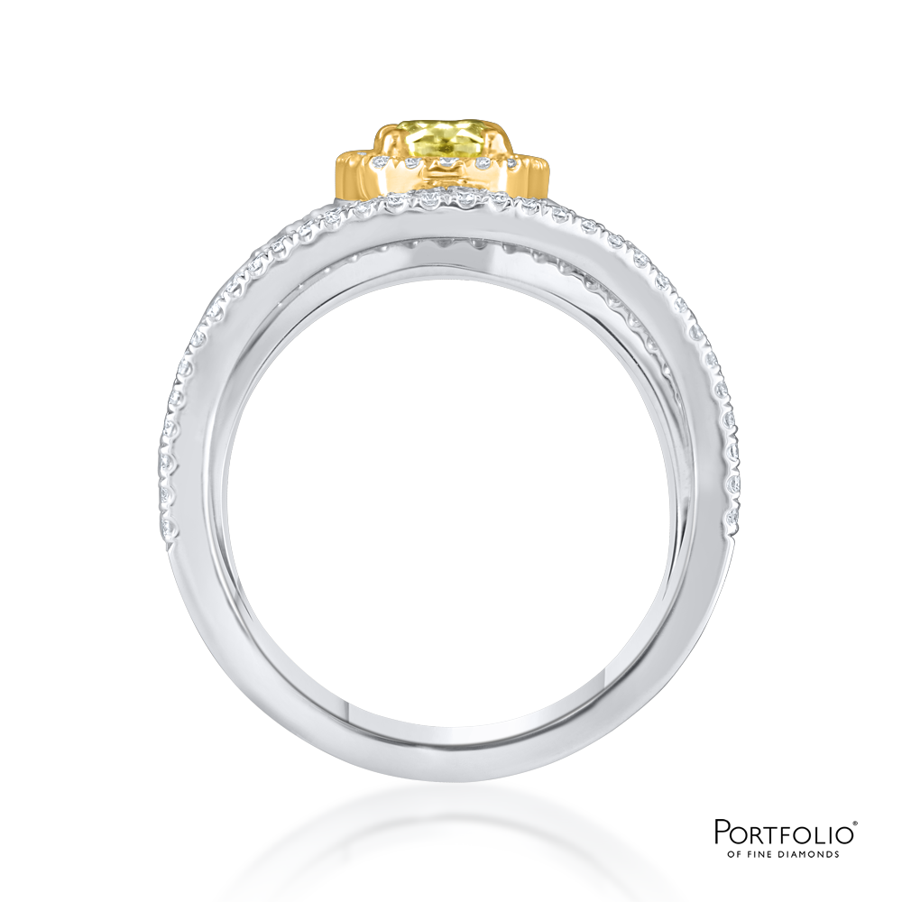 Cluster 1.01ct Fancy Yellow Diamond White Gold Ring