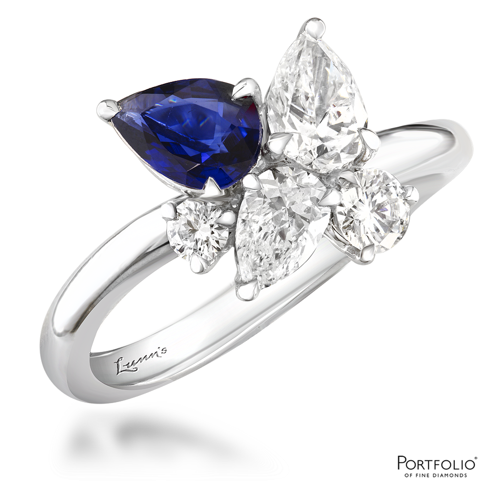 Five Stone 0.89ct Sapphire White Gold Ring