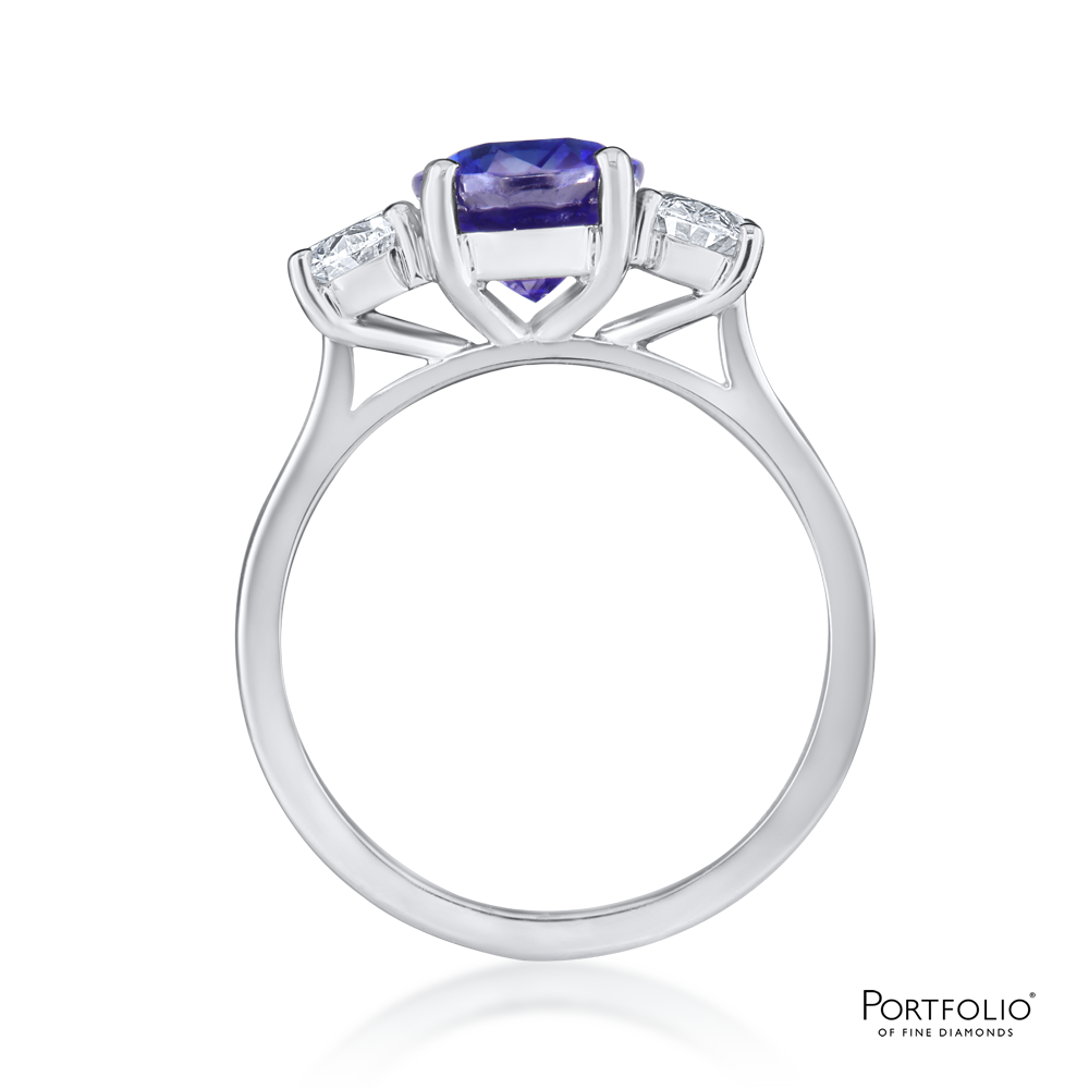 Three Stone 3.13ct Sapphire Platinum Ring