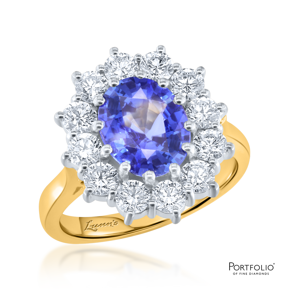 Cluster 2.45ct Sapphire Yellow Gold Ring