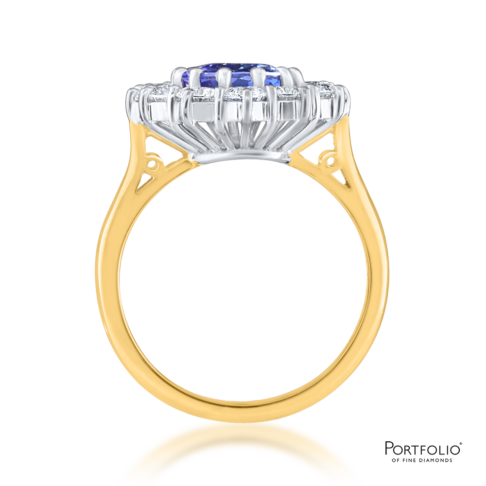 Cluster 2.45ct Sapphire Yellow Gold Ring