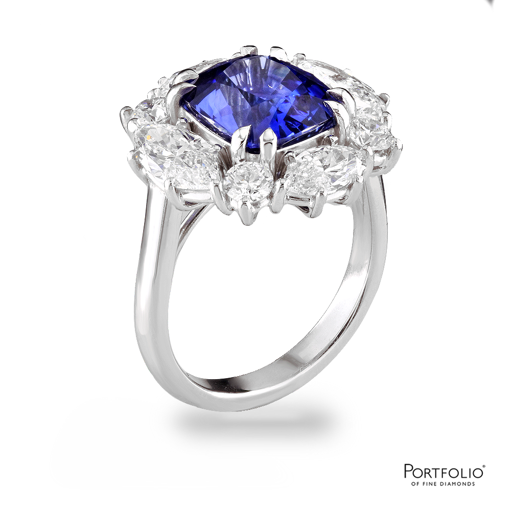 Portfolio Platinum Sapphire and Diamond Ring (Certificated)