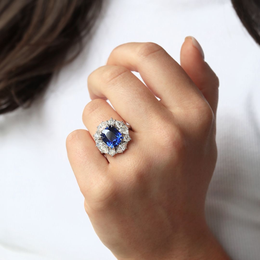 Portfolio Platinum Sapphire and Diamond Ring (Certificated)