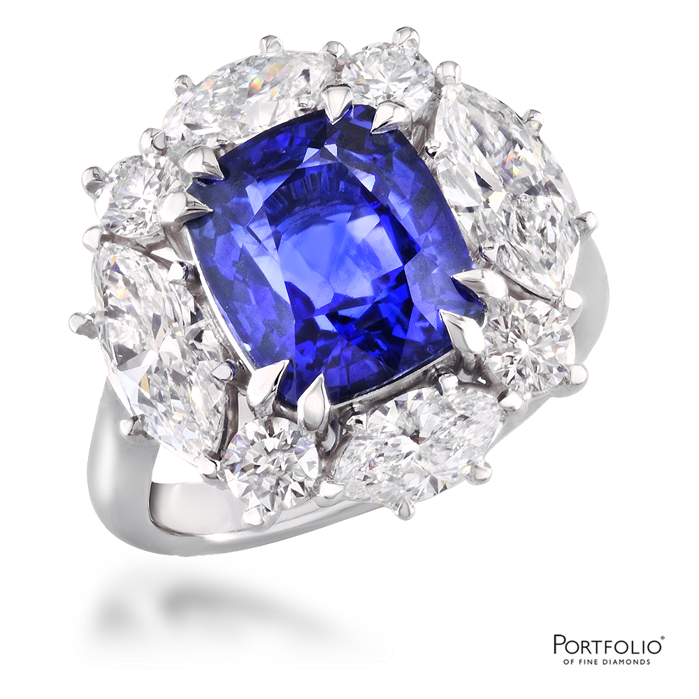 Portfolio Platinum Sapphire and Diamond Ring (Certificated)