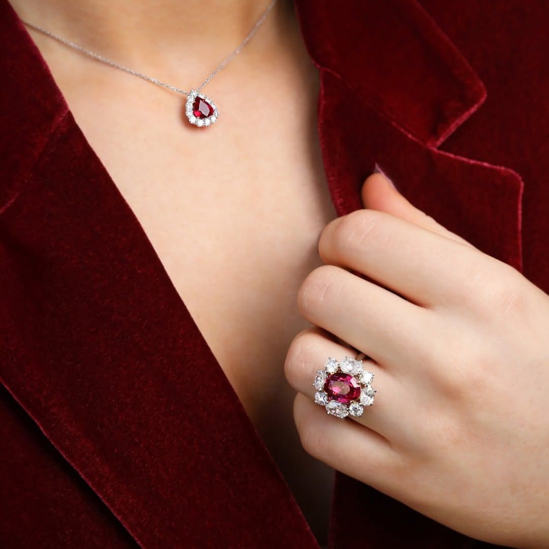 Cluster 3.45ct Ruby Platinum/Yellow Gold Ring