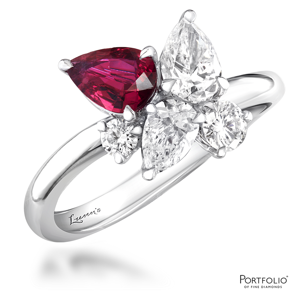 Five Stone 0.56ct Ruby White Gold Ring