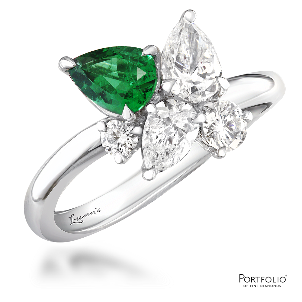 Five Stone 0.53ct Emerald White Gold Ring