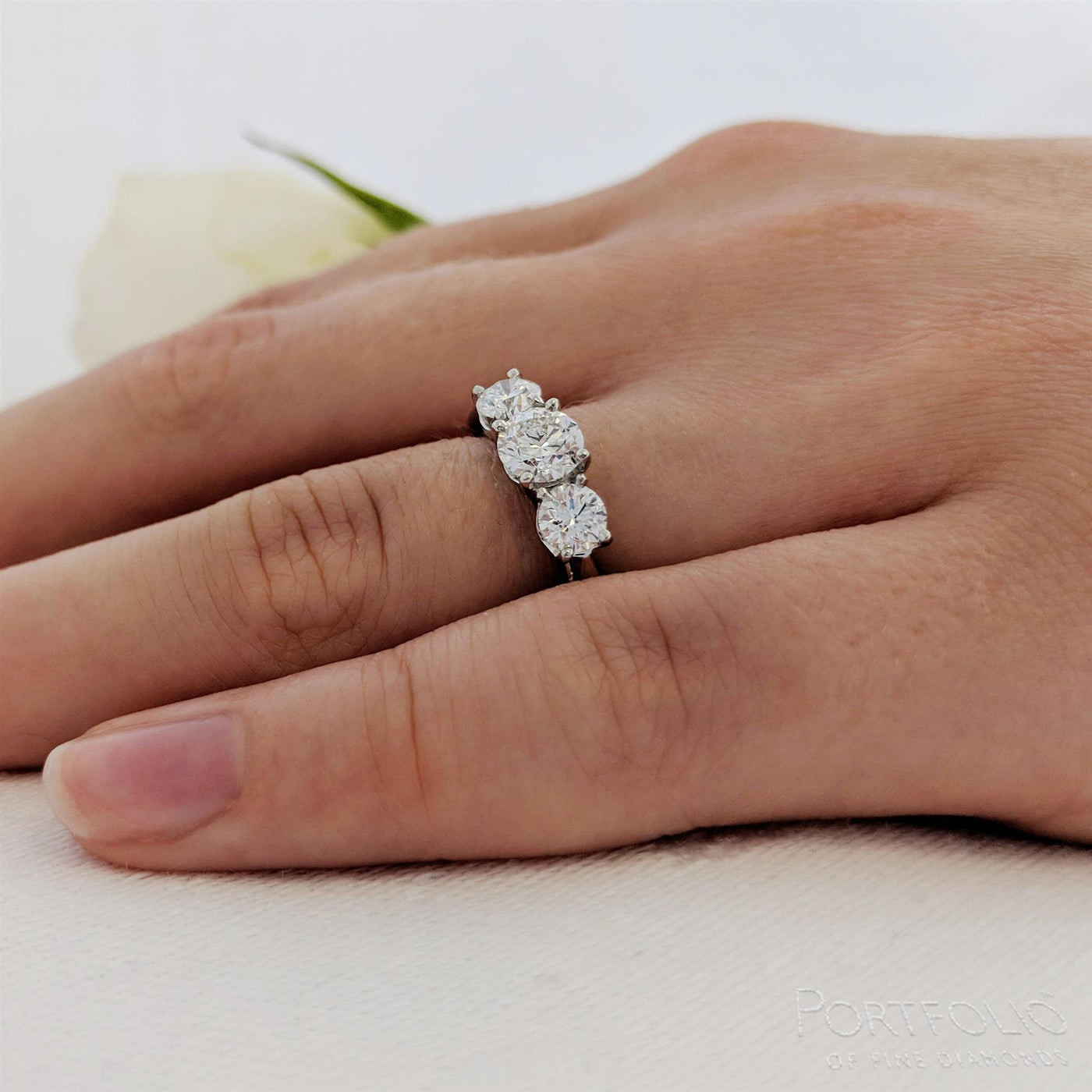 Three Stone 0.50ct H SI2 Diamond Platinum Ring