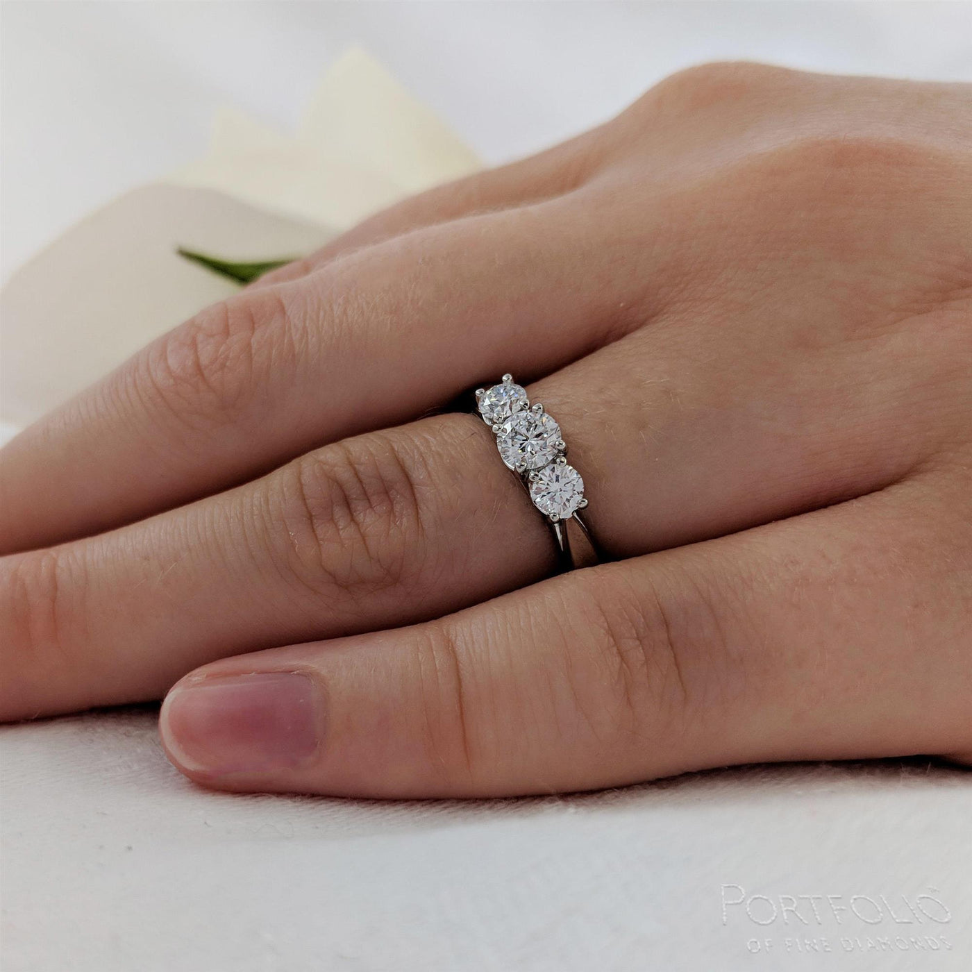 Three Stone 0.30ct E SI1 Diamond Platinum Ring