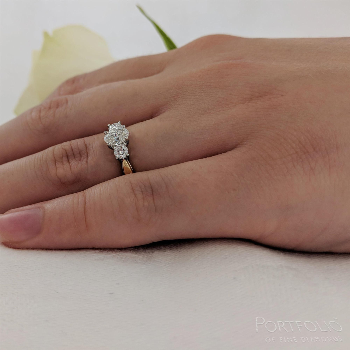 Three Stone 0.40ct F VVS2 Diamond Yellow Gold/Platinum Ring