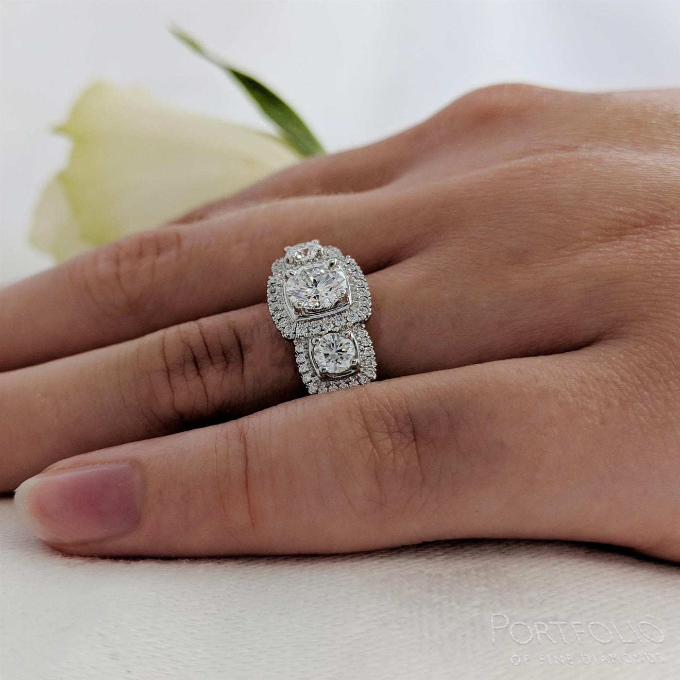 Skye Brava Three Stone 0.71ct F SI1 Diamond Platinum Ring