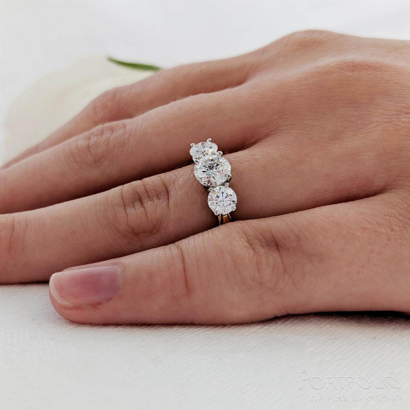 Three Stone 0.72ct G SI1 Diamond Yellow Gold/Platinum Ring