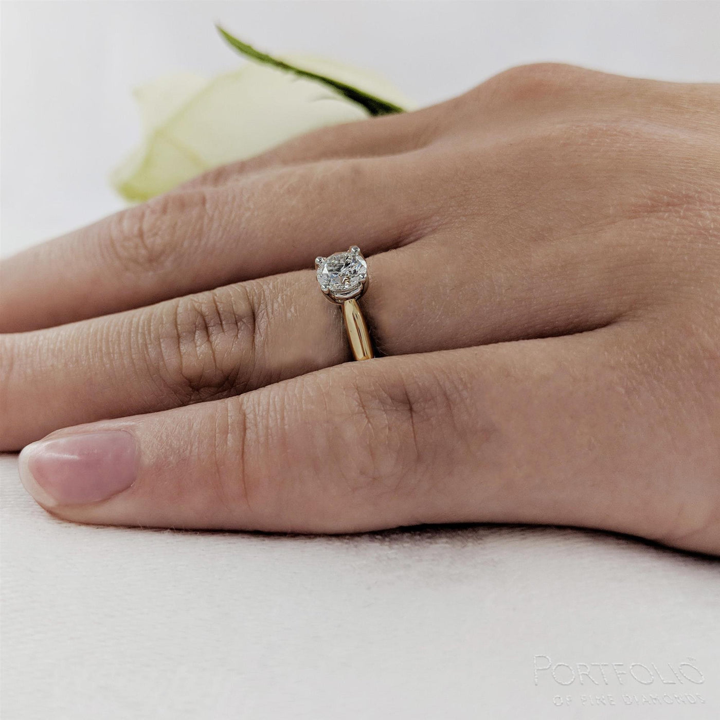 Solitaire 0.80ct F SI1 Diamond Yellow Gold/Platinum Ring