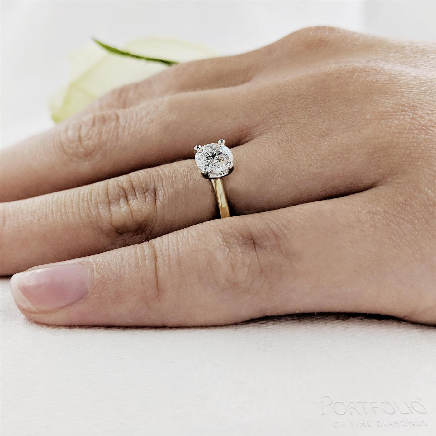 Solitaire 0.70ct D SI1 Diamond Yellow Gold/Platinum Ring