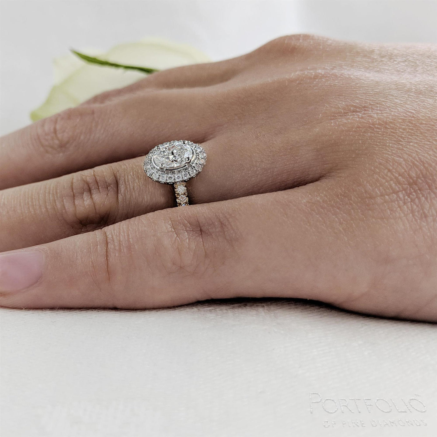 Cluster 1.21ct F SI1 Diamond Yellow Gold/Platinum Ring