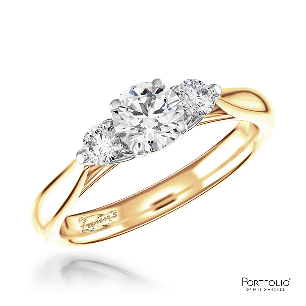 Tulip Three Stone 0.70ct E VS2 Diamond Yellow Gold/Platinum Ring