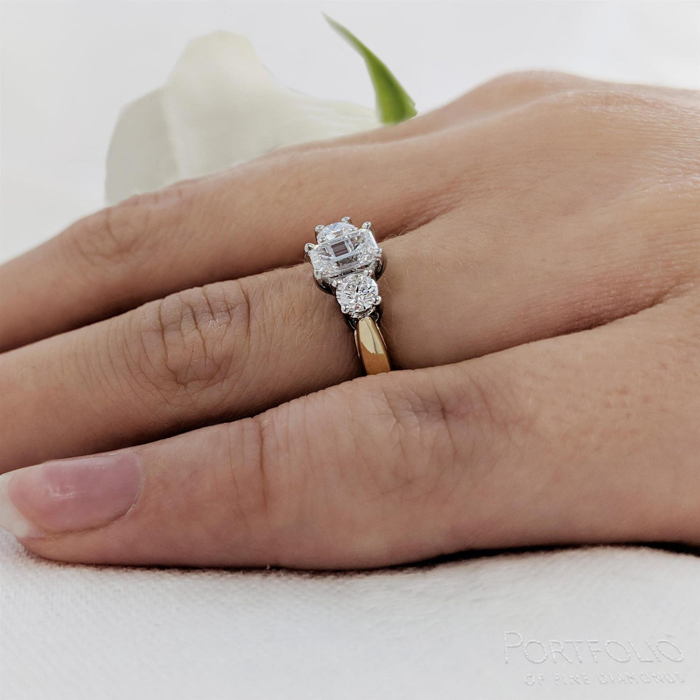 Three Stone 0.53ct G VS1 Diamond Yellow Gold/Platinum Ring