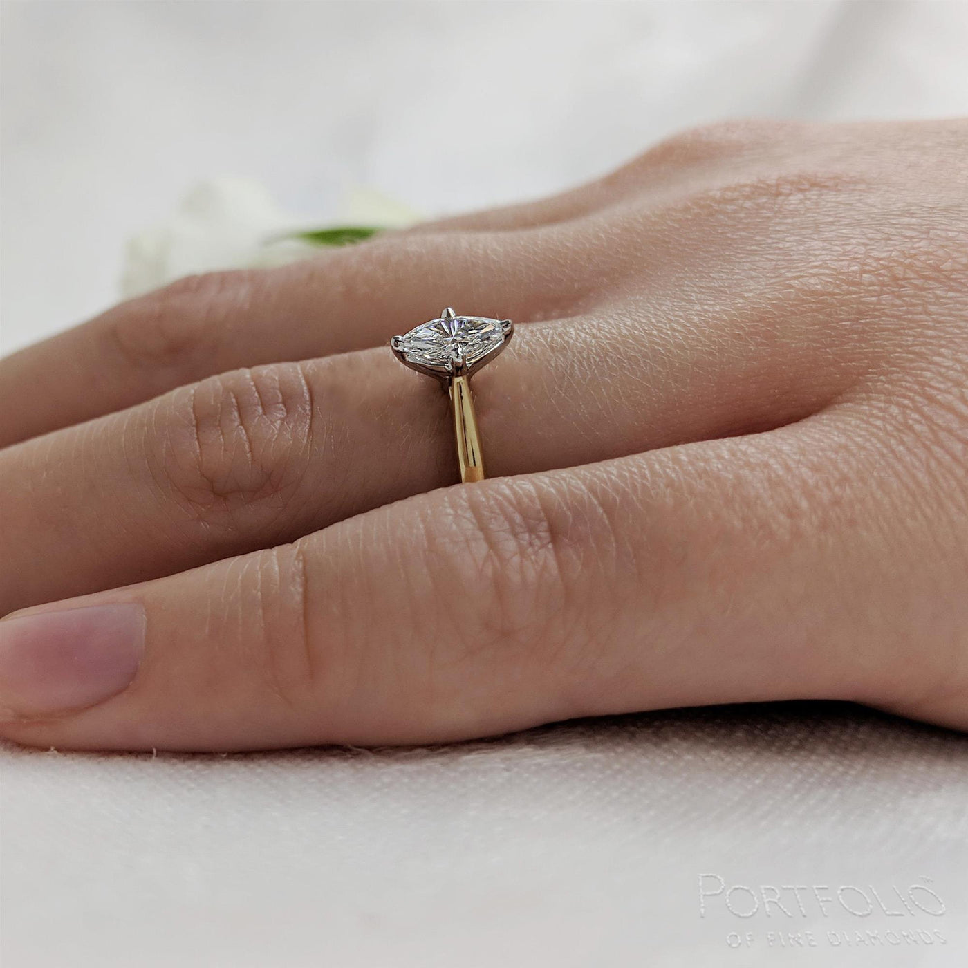 Solitaire 0.51ct F SI1 Diamond Yellow Gold/Platinum Ring