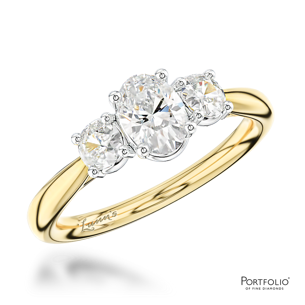 Three Stone 0.43ct D SI1 Diamond Yellow Gold/Platinum Ring