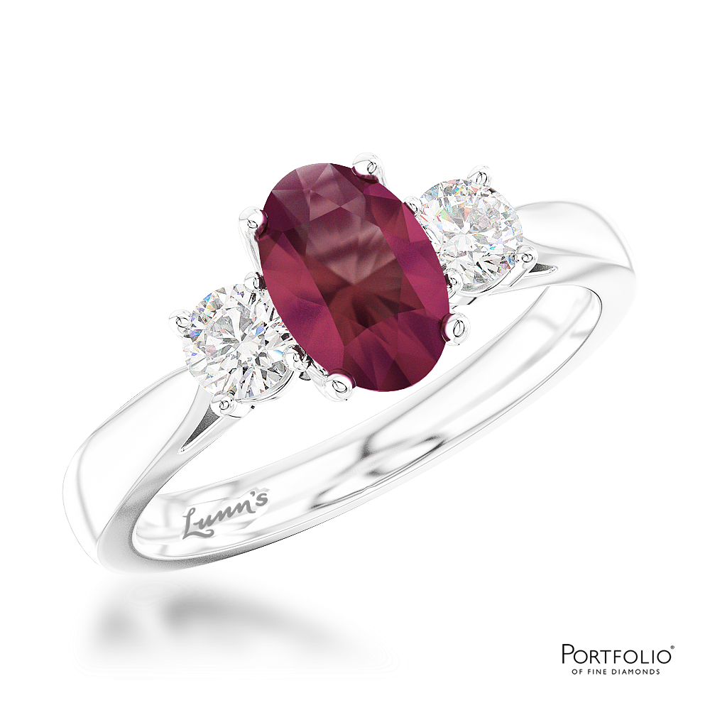 Three Stone 0.58ct Ruby Platinum Ring