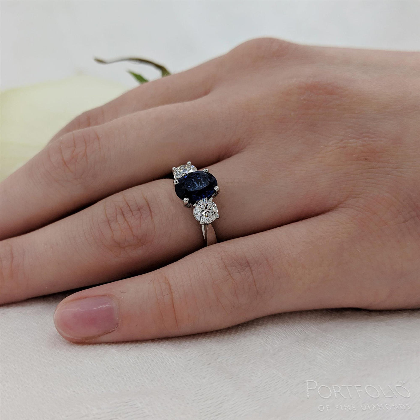 Three Stone 1.21ct Sapphire Platinum Ring