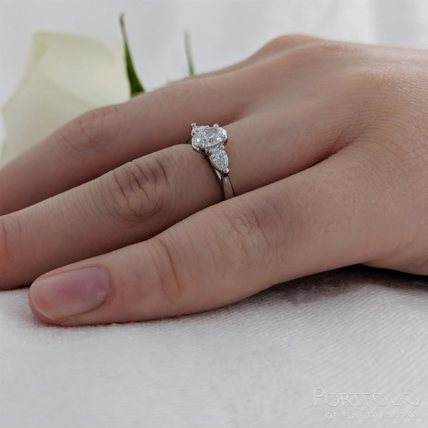 Three Stone 0.41ct F VS1 Diamond Platinum Ring