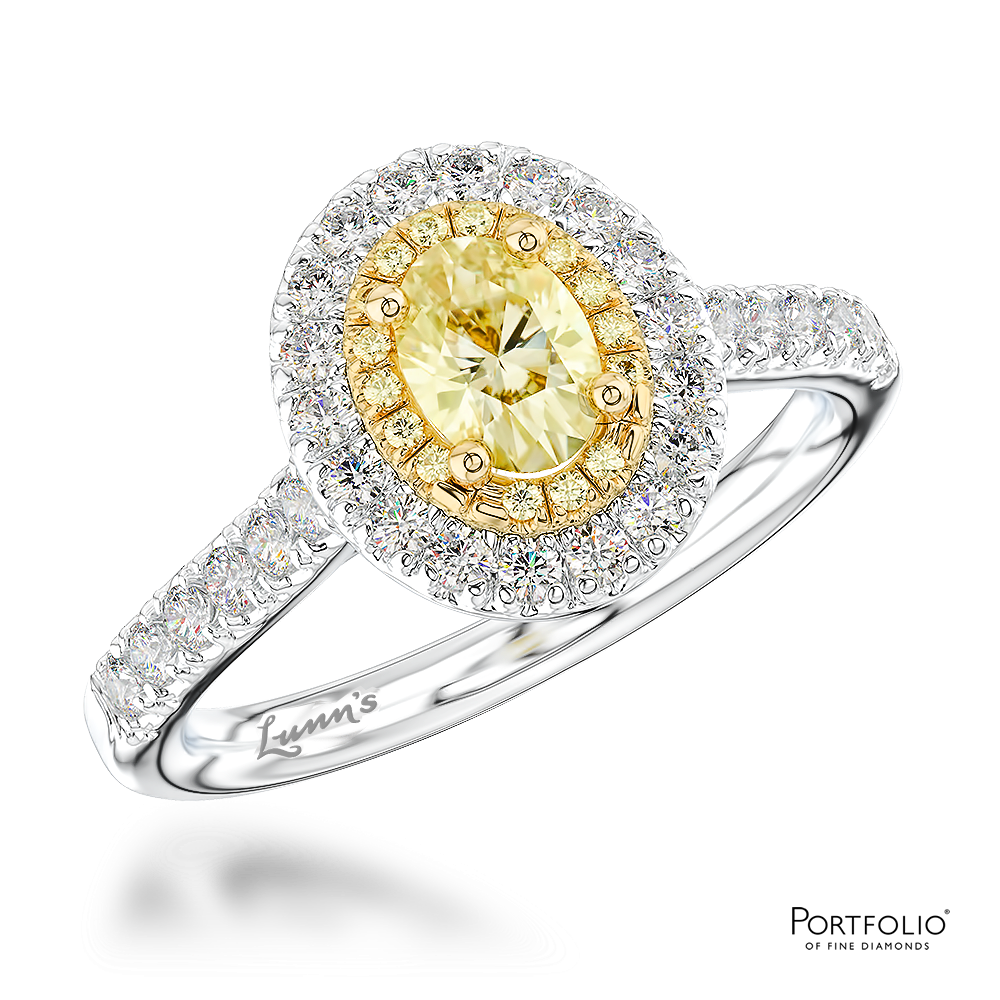 Cluster 0.36ct Fancy Yellow SI1 Yellow Diamond Platinum/Yellow Ring