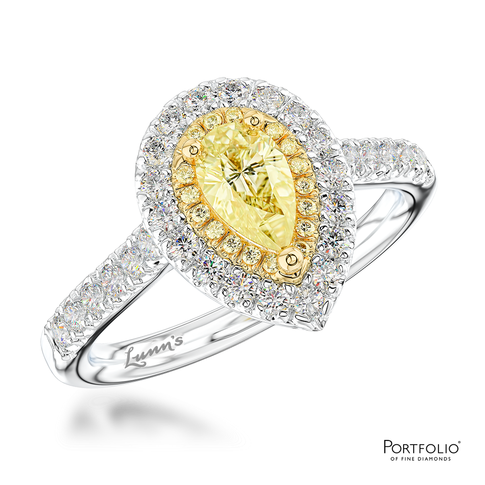 Cluster 0.37ct Fancy Yellow SI1 Yellow Diamond Platinum/Yellow Ring