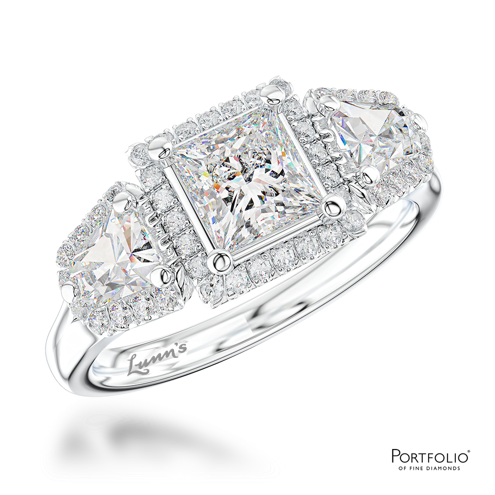 Three Stone 0.74ct F VS1 Diamond Platinum Ring