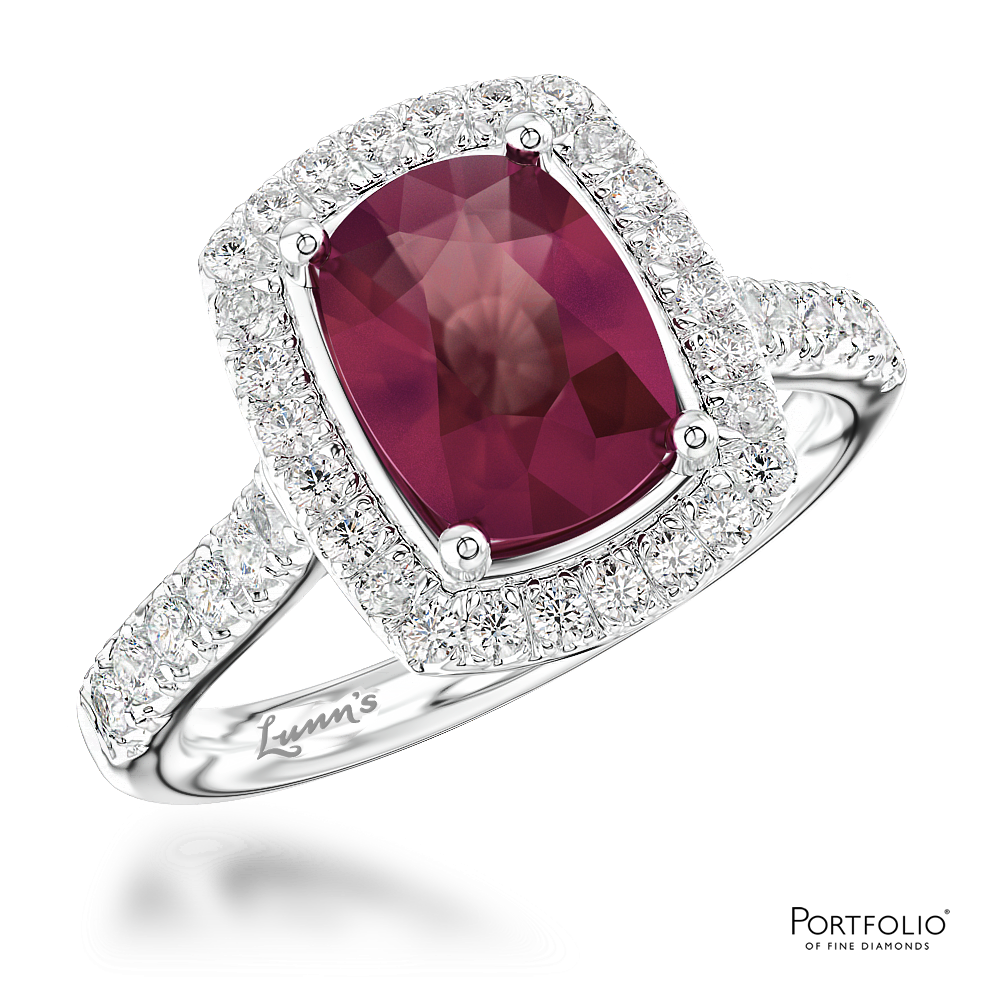 Cluster 1.03ct Ruby Platinum Ring