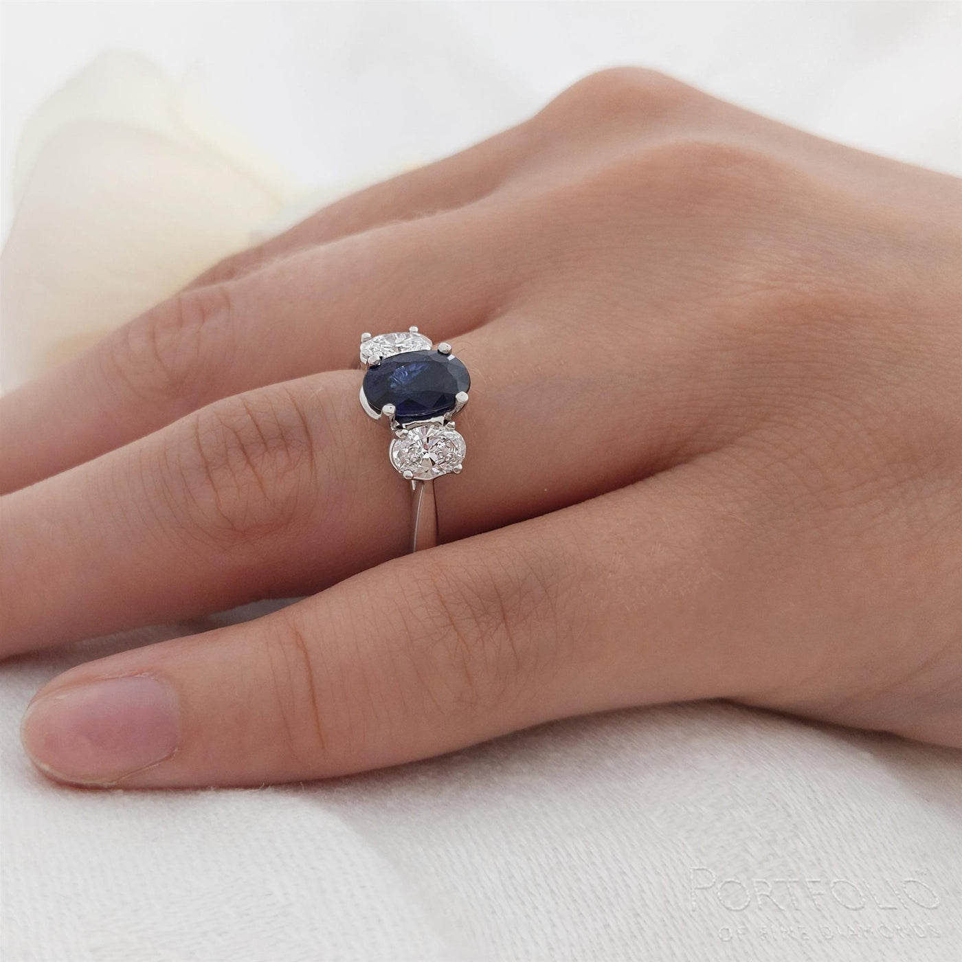 Three Stone 1.49ct Sapphire Platinum Ring